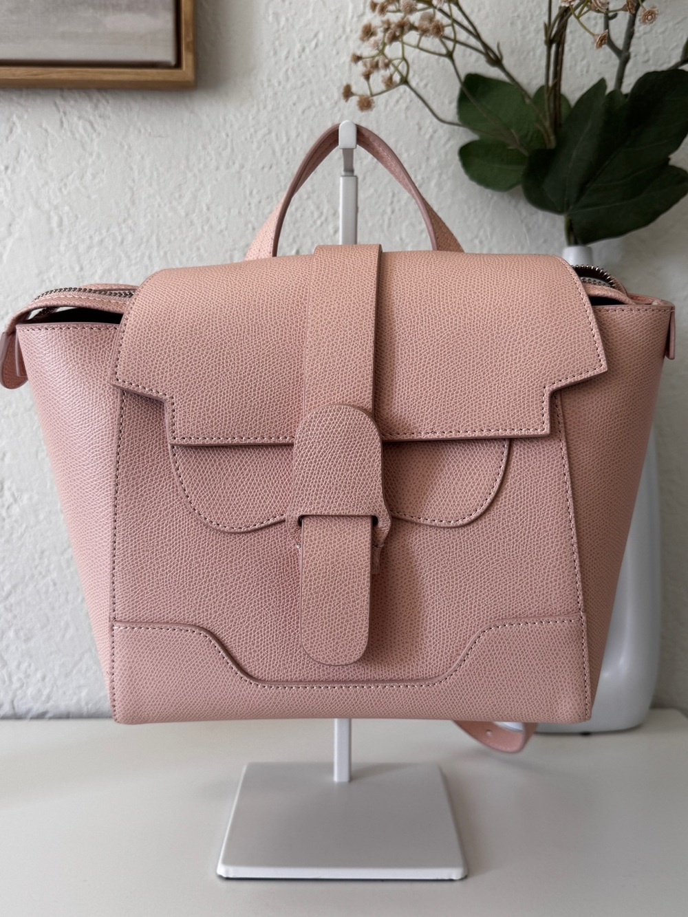 Senreve Maestra Blush Pink Pebbled Mini Backpack